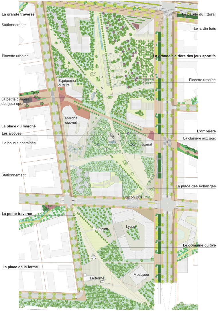 Carta - Reichen et Robert Associates - Reichen et Robert Associes- Ville nouvelle de Zenata- Une Eco cité Casablancaise-Maroc-Plan Parc Zenata legende.jpg