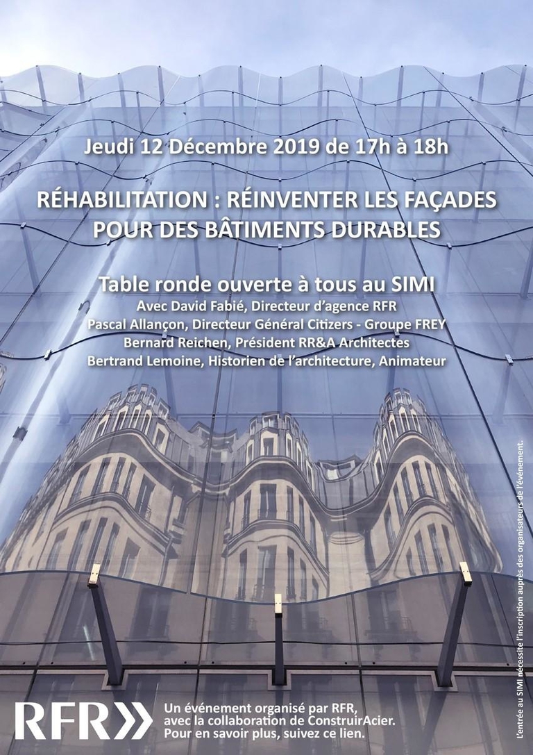 Baaum - Table ronde au SIMI organisée par RFR Structure et Enveloppe - Intervention de Bernard Reichen, David Fabié, Pascal Allançon et Bertrand Lemoine relative à la "Réhabilitation: Réinventer les façades pour des bâtiments durables"